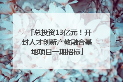 总投资13亿元！开封人才创新产教融合基地项目一期招标
